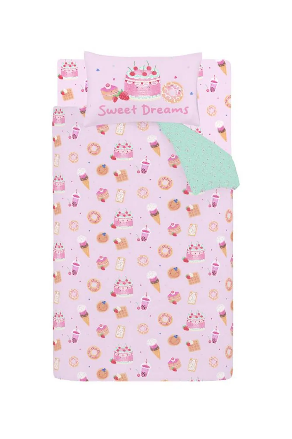 Catherine Lansfield 'Sweet Treats' Reversible Duvet Cover Set in Pink 5