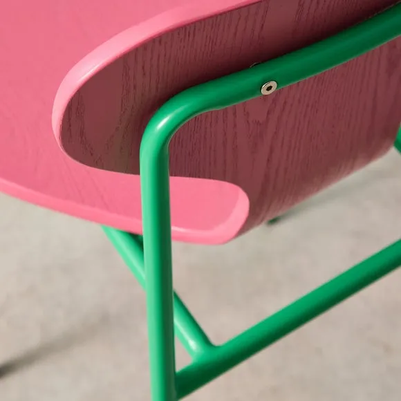 Yinka Ilori Silhouette Pink and Green Two Tone Dining Chair 4