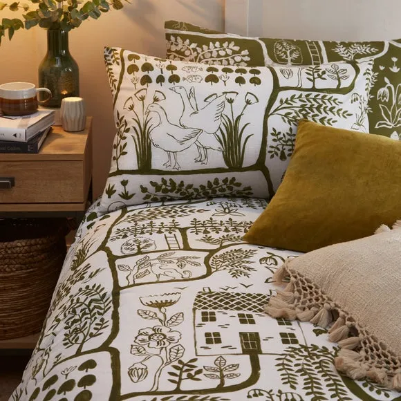 Furn. Frida Floral Single Duvet Cover Set, Green 2