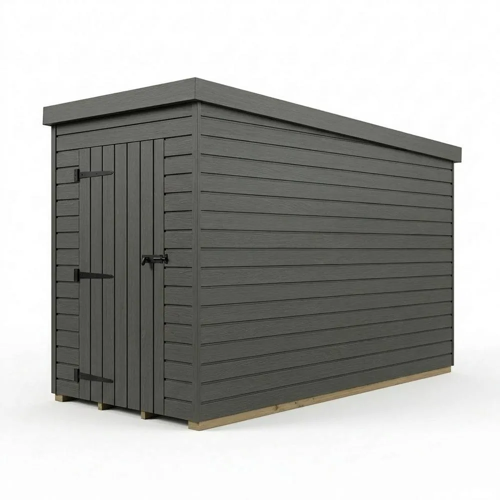 Buttercup Farm 4ft x 9ft Composite Pent Garden Shed Single Door No Windows - Grey