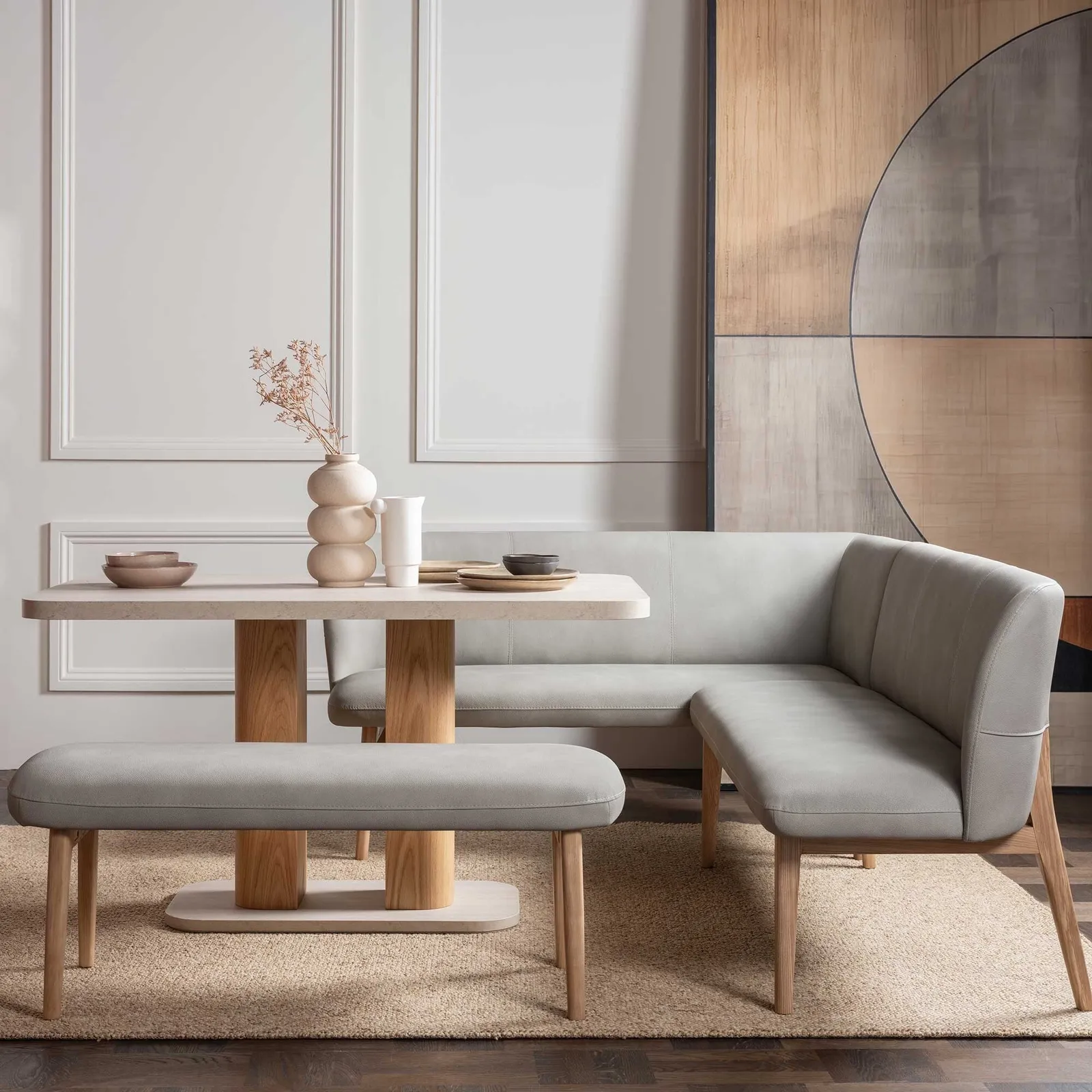 Harbour Dining Table 135Cm, Neutral Stone Effect | Barker & Stonehouse 2