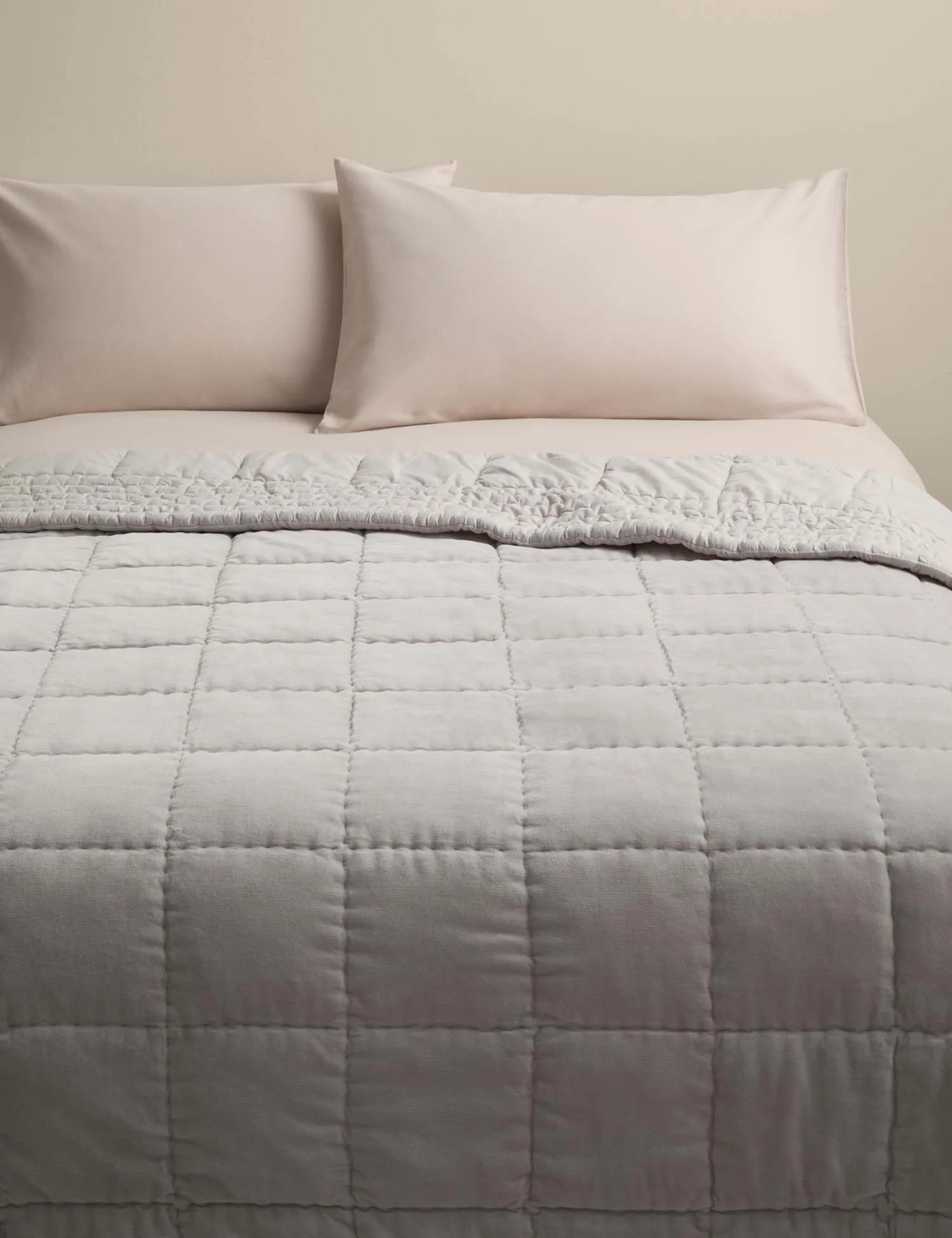 M&S Pure Cotton Velvet Bedspread Dove