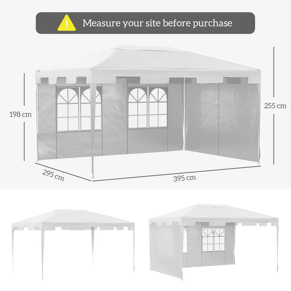 OUTSUNNY Party Tent Waterproof Garden Gazebo Canopy Wedding Cover Shade in Off-White 3