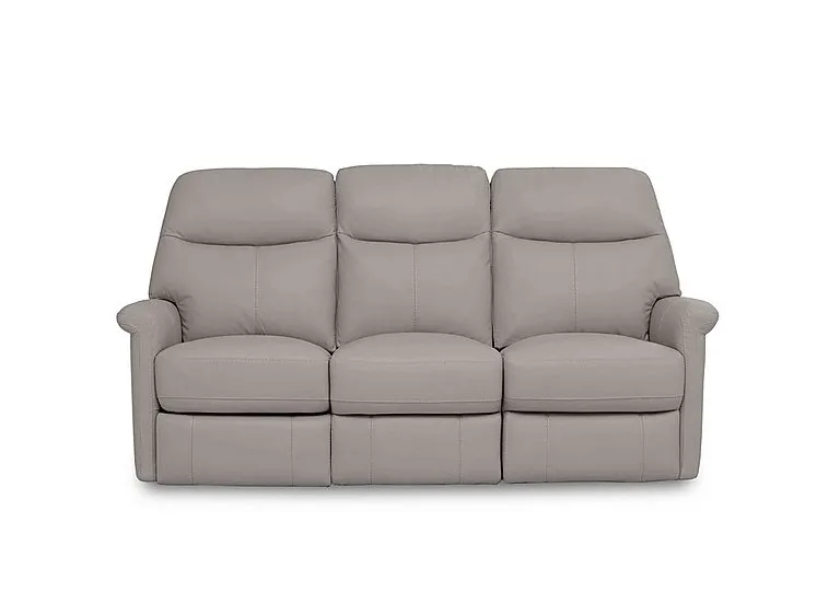 Compact Collection Lille 3 Seater Leather Sofa - Silver Grey