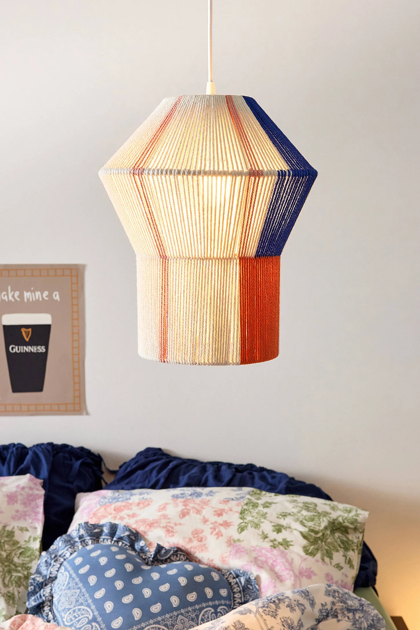 Colour-Block String Lamp Shade - White 2