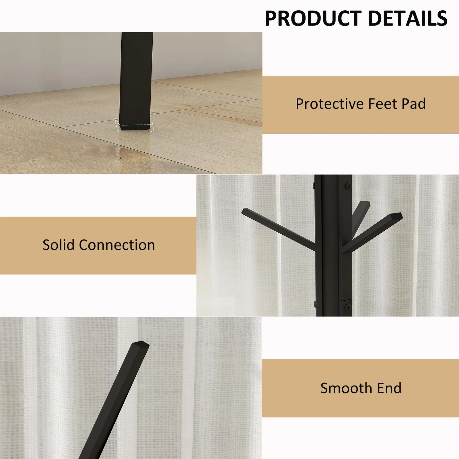 HOMCOM Free Standing Coat Rack Metal Shelf Holder Stand Display Clothes Hat in Black 6