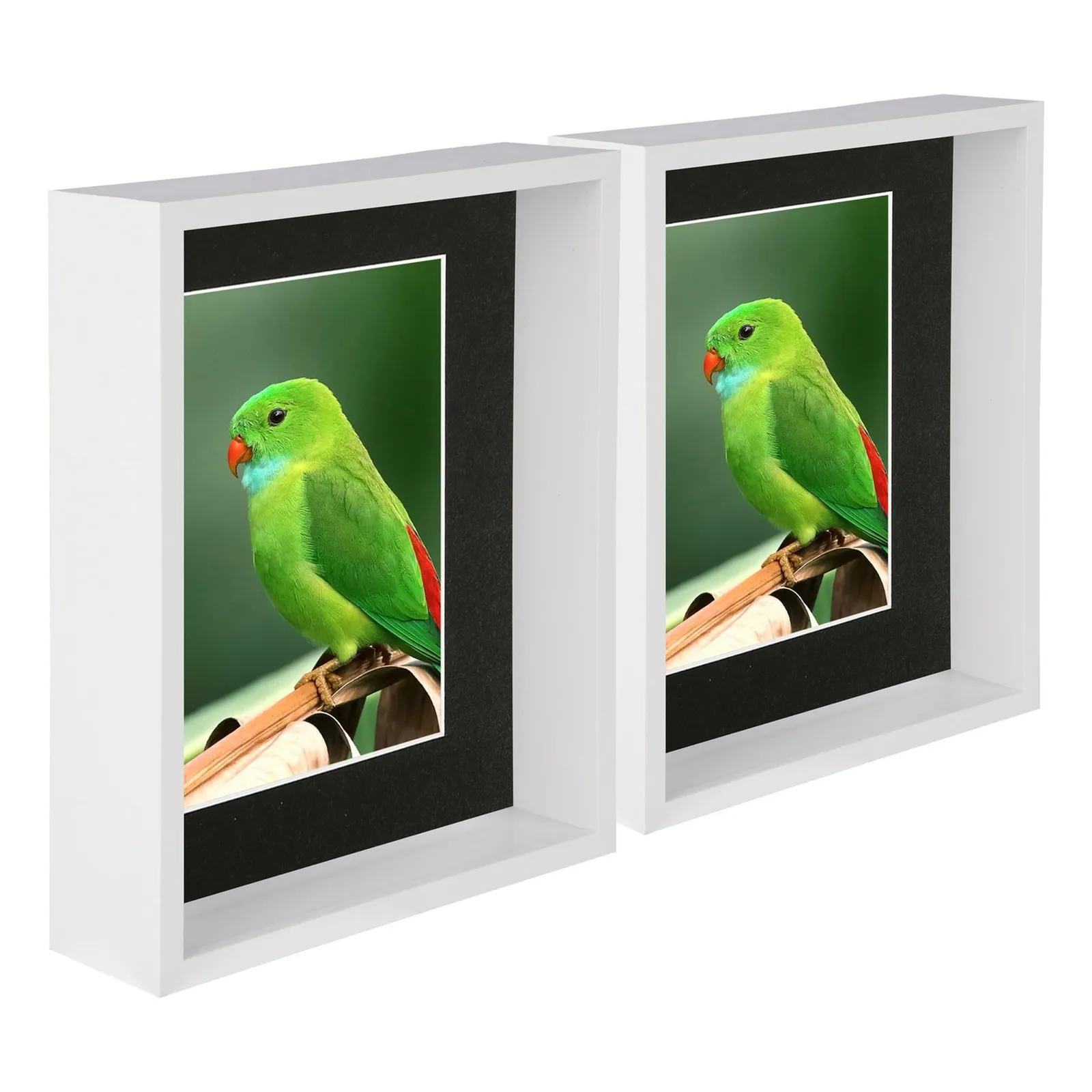 Nicola Spring 8" x 10" 3D Deep Box Photo Frames - 5" x 7" Mount - White - Pack of 2 in Black 1