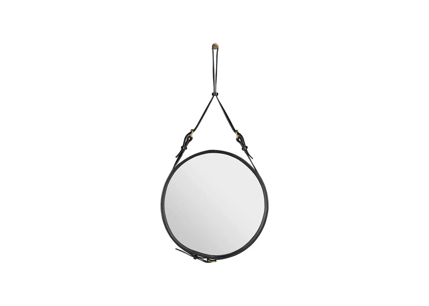 Gubi Adnet Circular Wall Mirror Ø45cm Black Leather 1