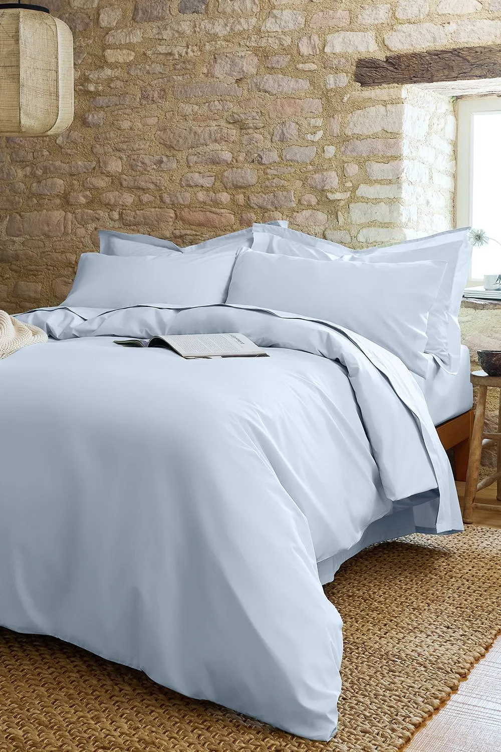 CHRISTY Pure Cotton Percale Fitted Sheets in Pale Blue 4