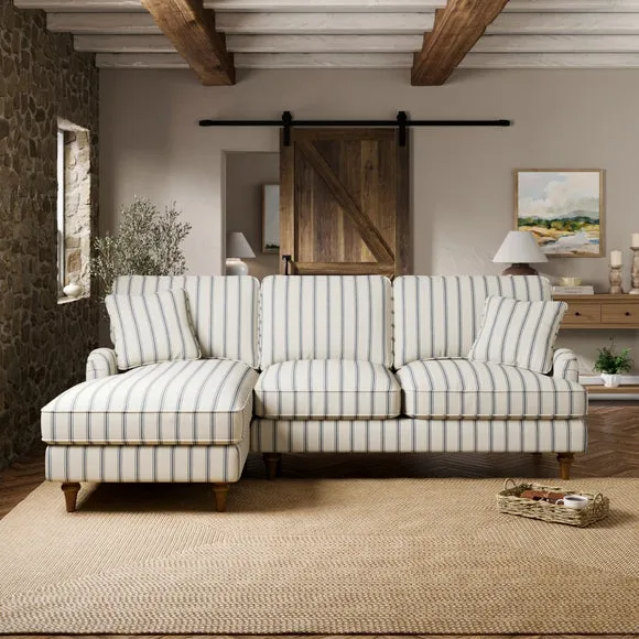 Beatrice II Folkstone Stripe Storage Corner Chaise Sofa