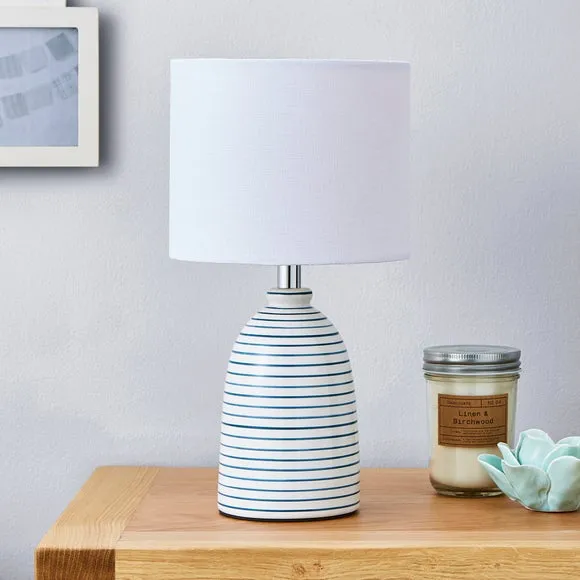 Tenby Ceramic White and Blue Table Lamp 2