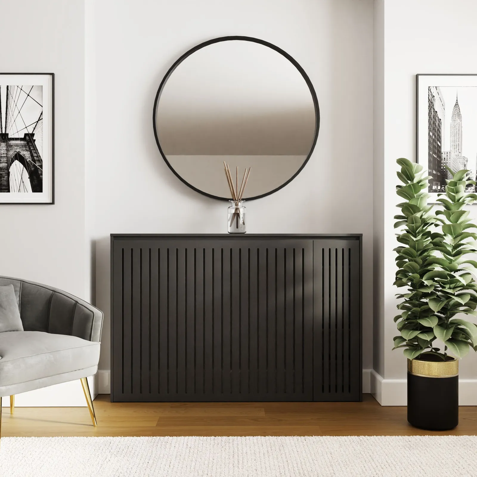 GFW Cooper Storage Radiator Cover in Black 1