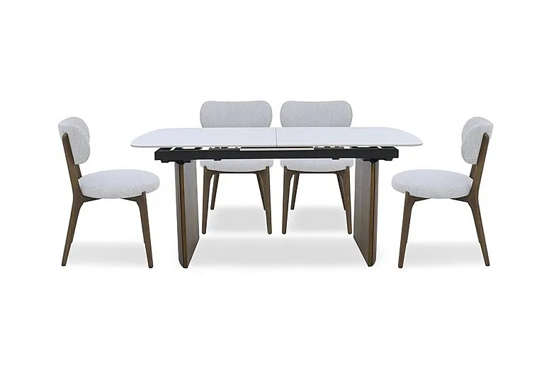 Cortado Pop-Up Extending Dining Table with 4 Wooden Leg Chairs