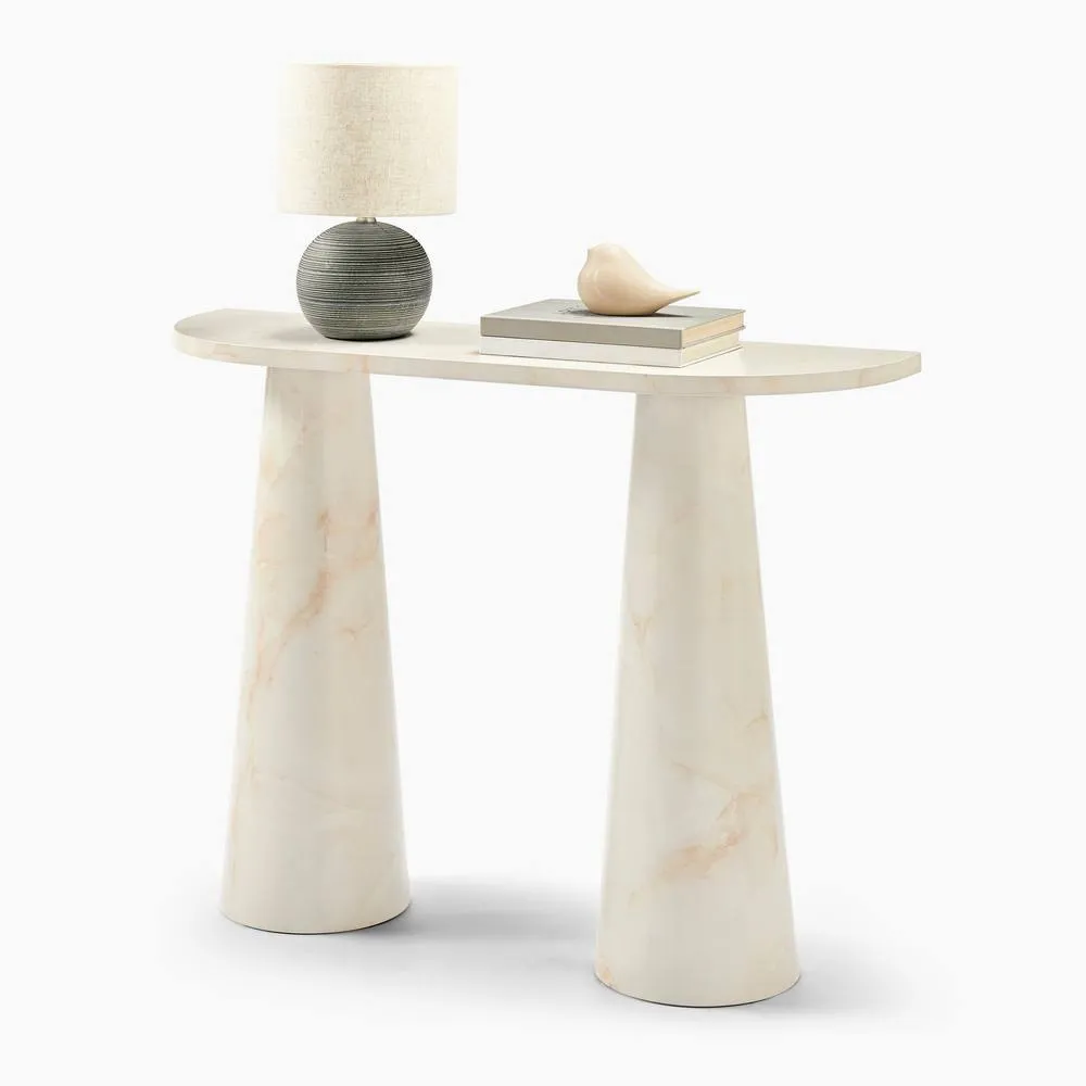 FurnitureboxUK Palma Marble Effect Console Table in Cream 5