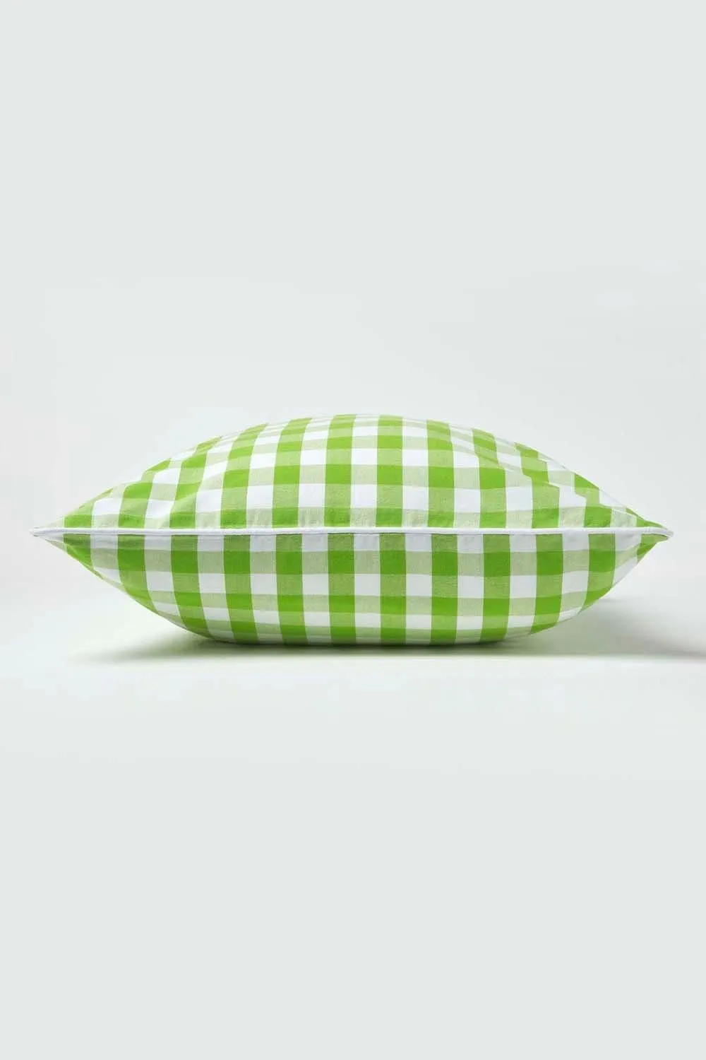 Homescapes Block Check Cotton Gingham Cushion Cover in Green 3