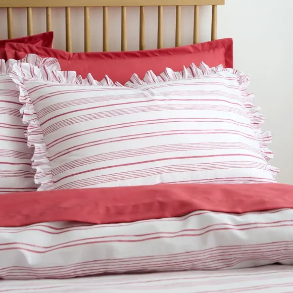 Ashley Frilled Stripe 100% Cotton Duvet Cover & Pillowcase Set 2