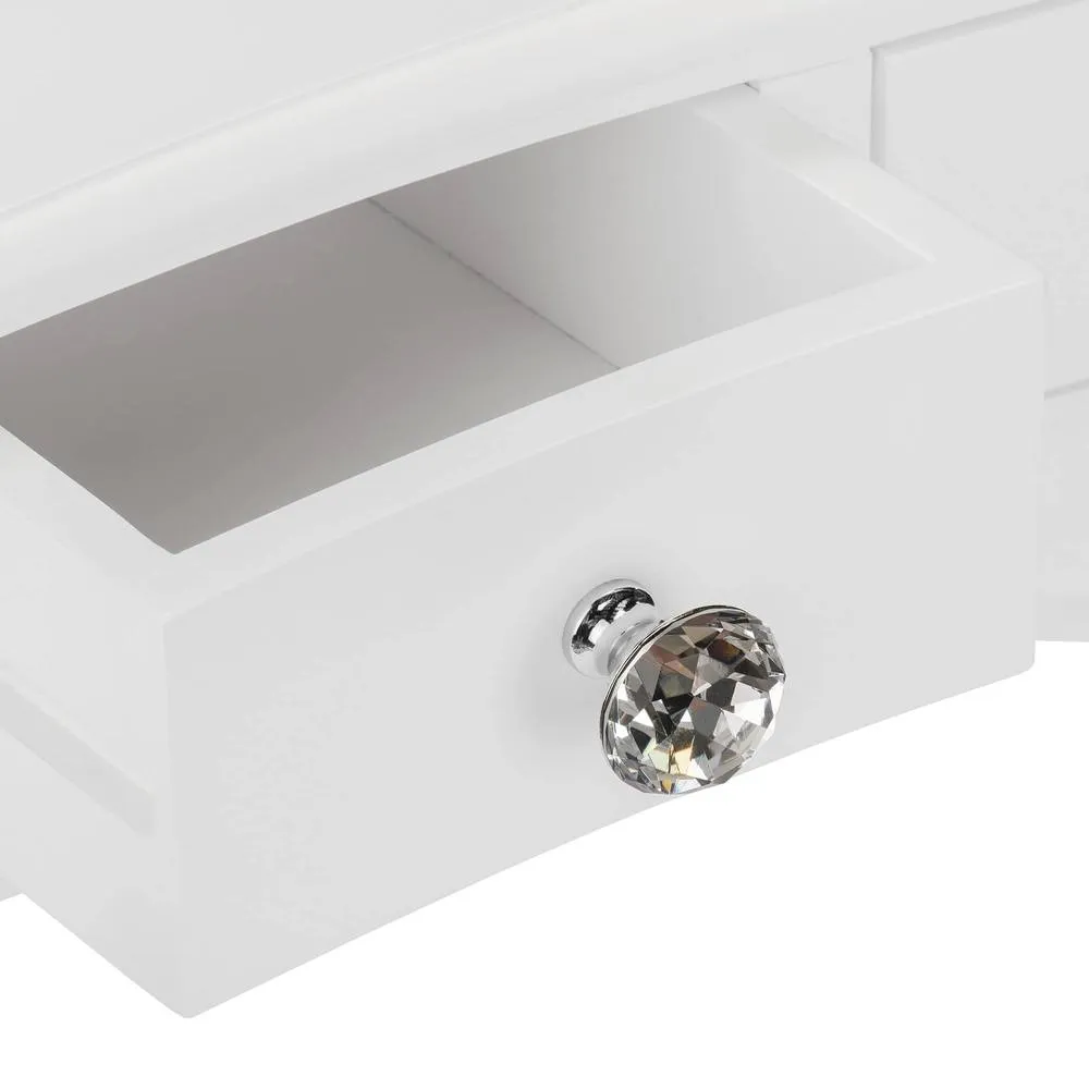 Statement Furniture Juliette Vintage Chic Dressing Table with Crystal Handles in White 3