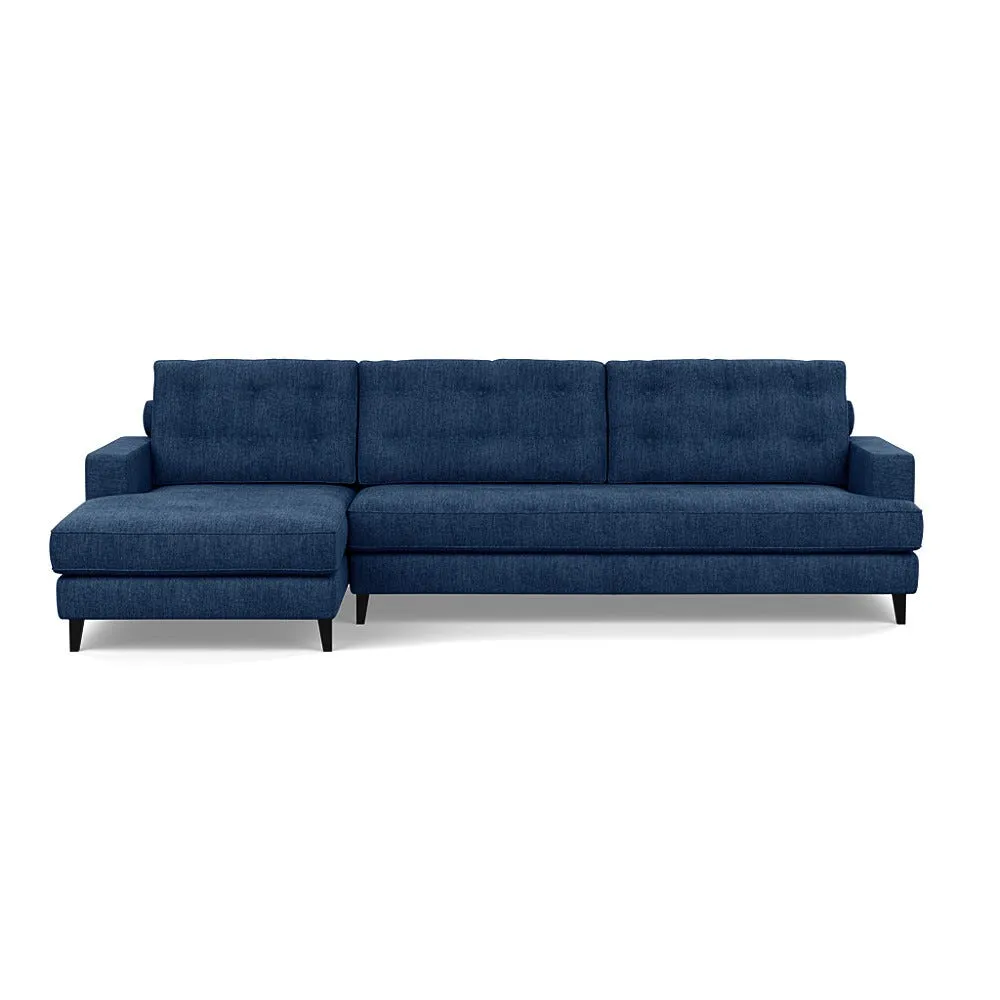 Heal's Mistral Left Hand Facing Corner Sofa Broad Weave Lagoon Black Feet 1
