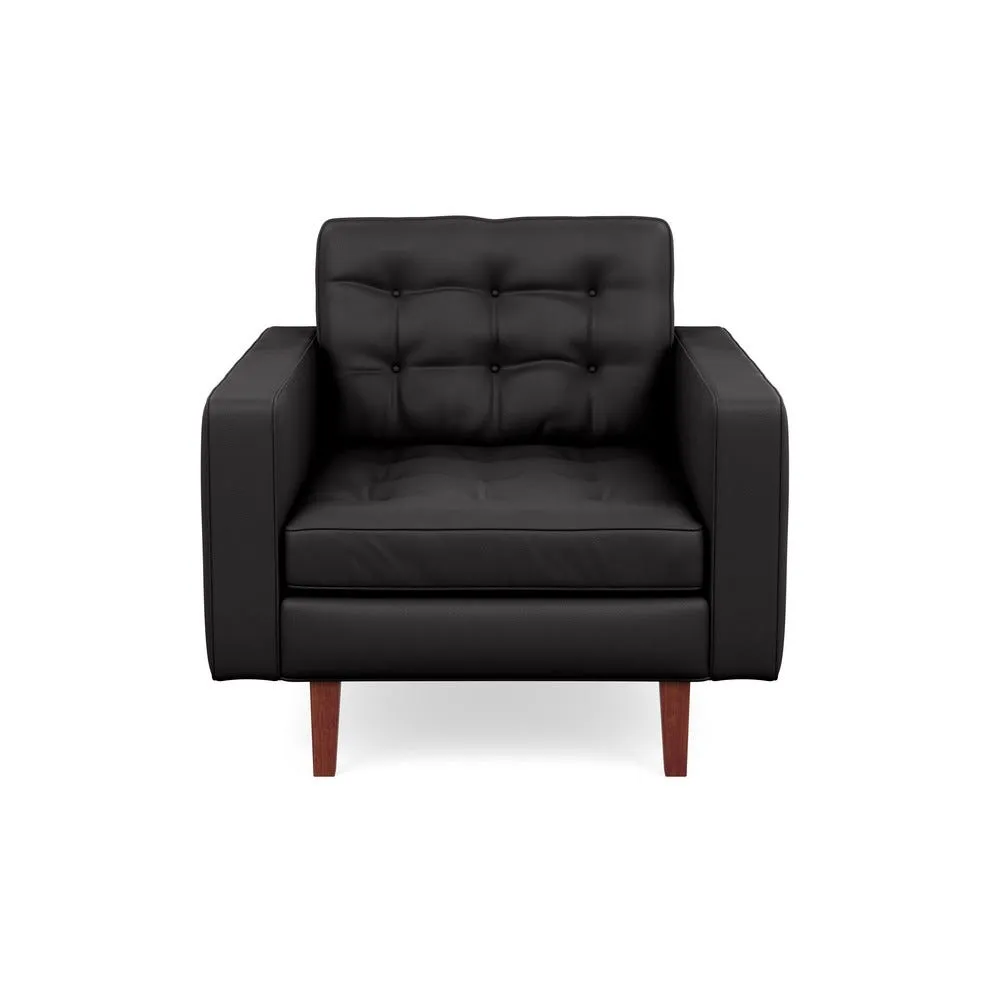 Heal's Hepburn Armchair Leather Grain Graphite 063 Walnut Feet 2