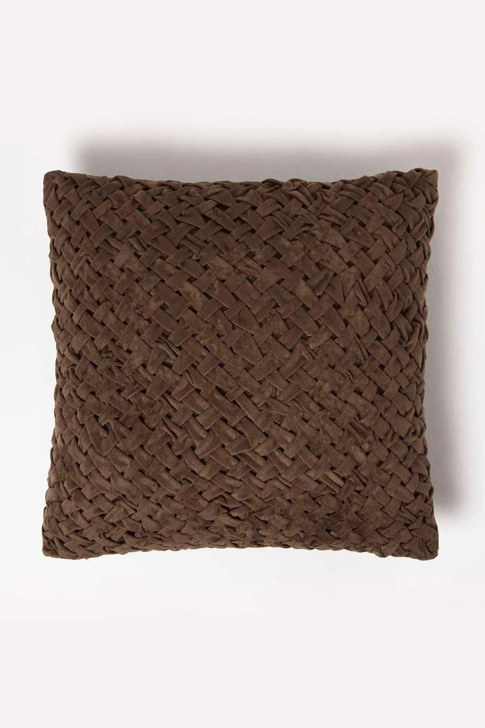 Homescapes Sofia Pleated Velvet Cushion in Brown 1