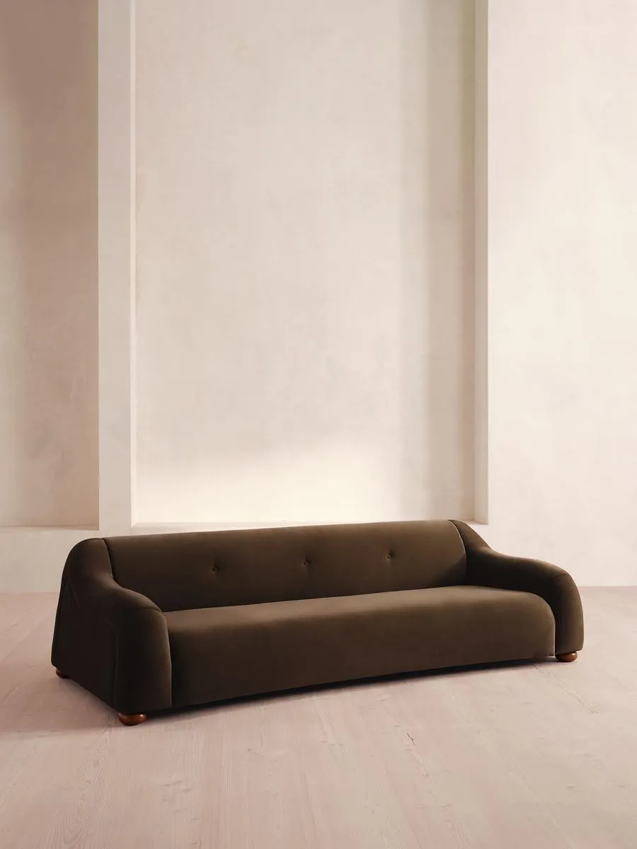 Liana Four Seater Sofa, Velvet, Chocolate