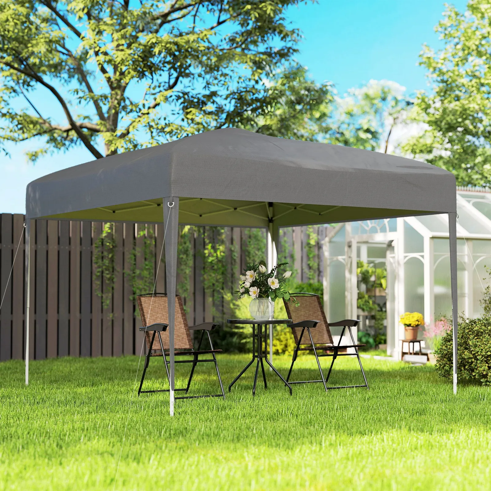 OUTSUNNY 3 x 3M Garden Pop Up Gazebo Height Adjustable Marquee Party Tent Wedding Canopy with Carrying Bag in Grey 1