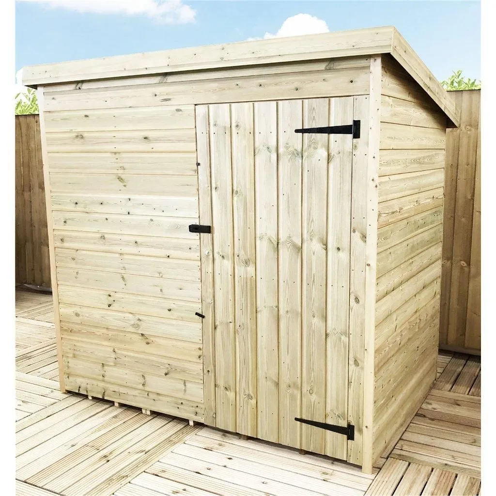Marlborough 6 x 6 Pressure Treated Pent Garden Shed with Single Door in Natural