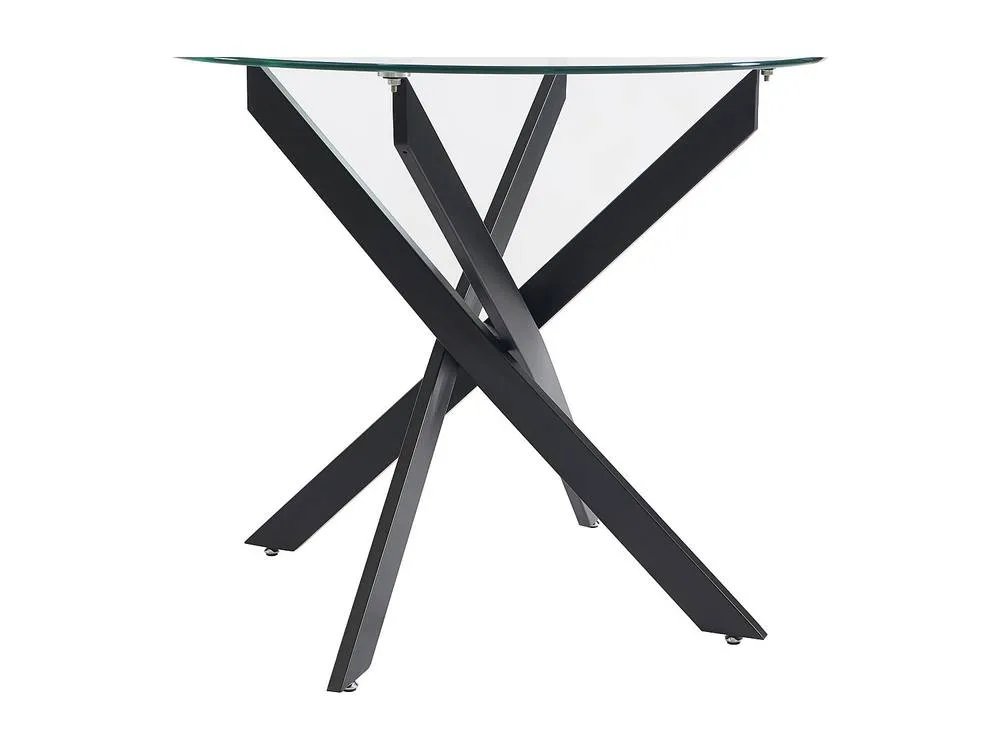 Vente-unique Round Dining Table for 2, Tempered Glass & Black Metal - Clear 6