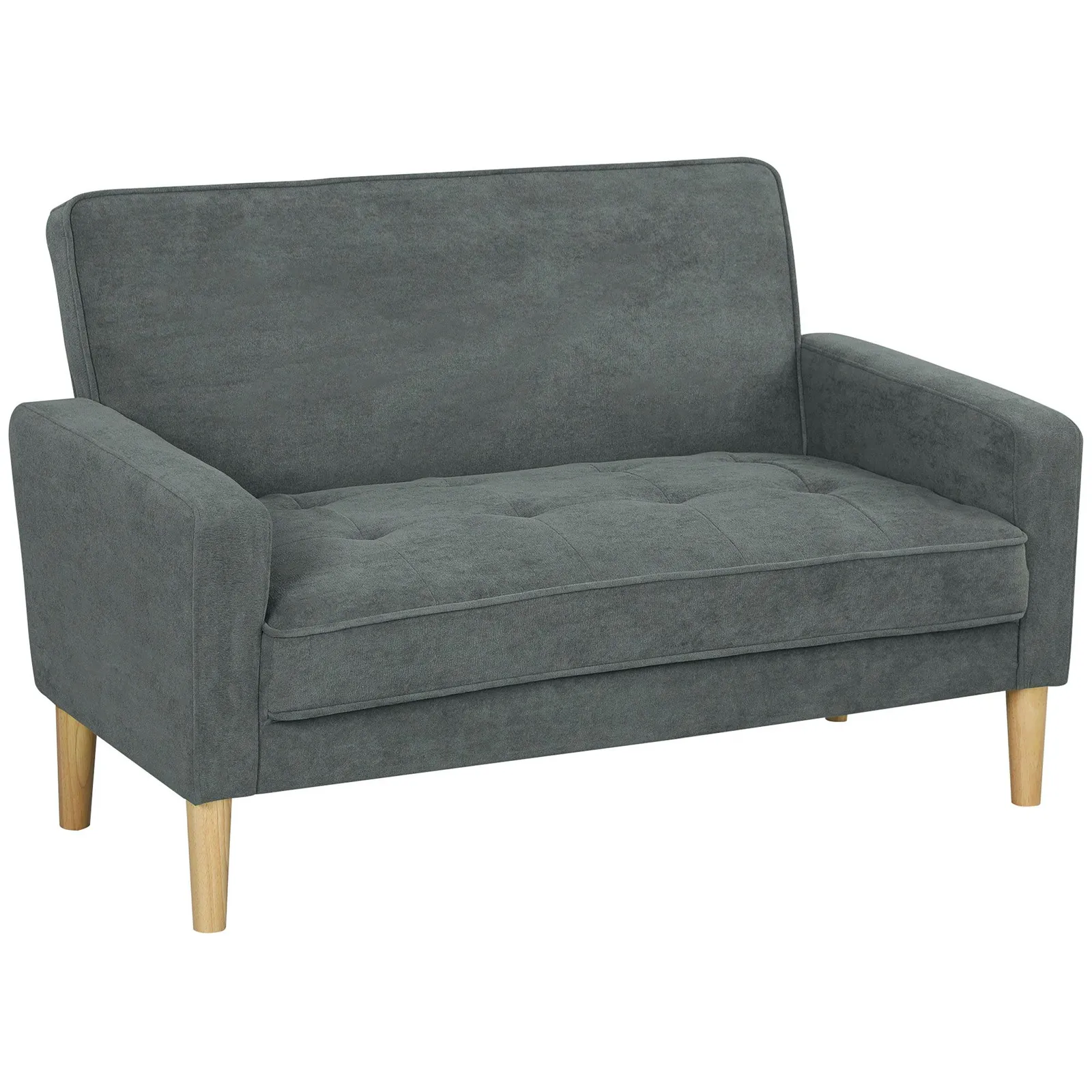 HOMCOM 2 Seater Sofa, Velvet Upholstered Loveseat for Small Space in Grey 2