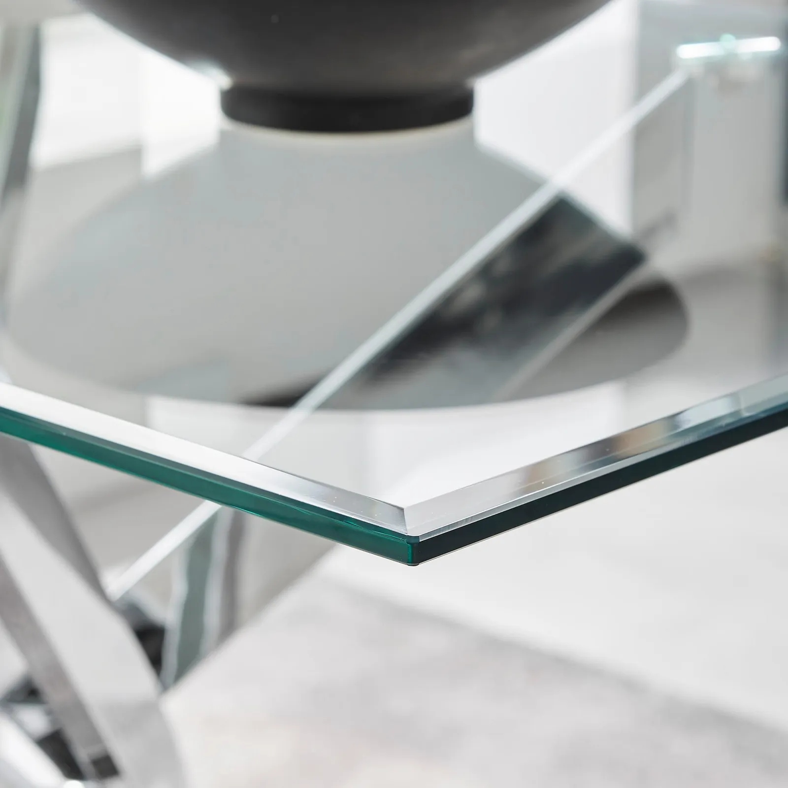FurnitureboxUK Leonardo Glass & Chrome Metal Dining Table & 6 Milan Chairs Dining Set in Grey 4