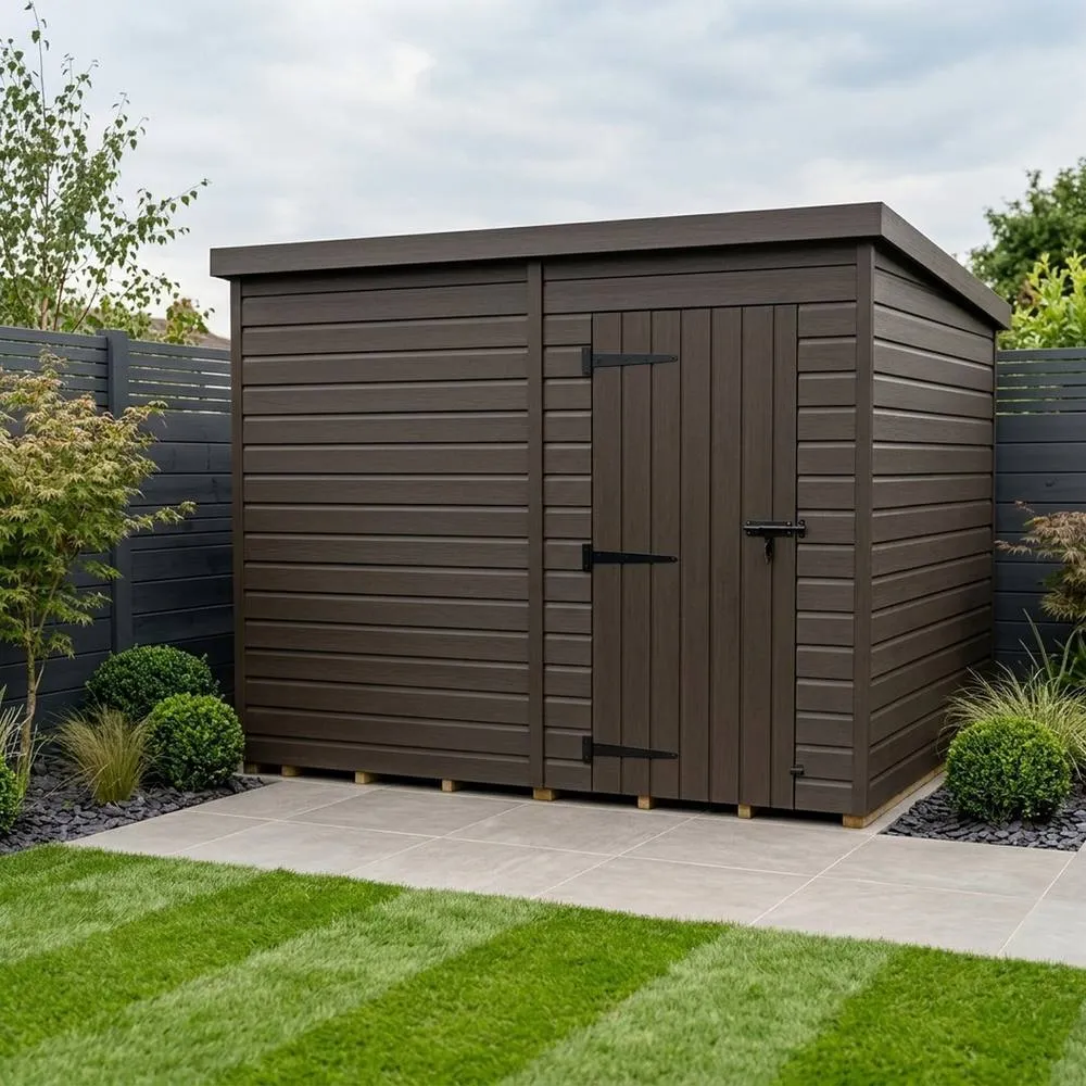 Buttercup Farm 11ft x 10ft Composite Pent Garden Shed Single Door No Windows - Grey 2
