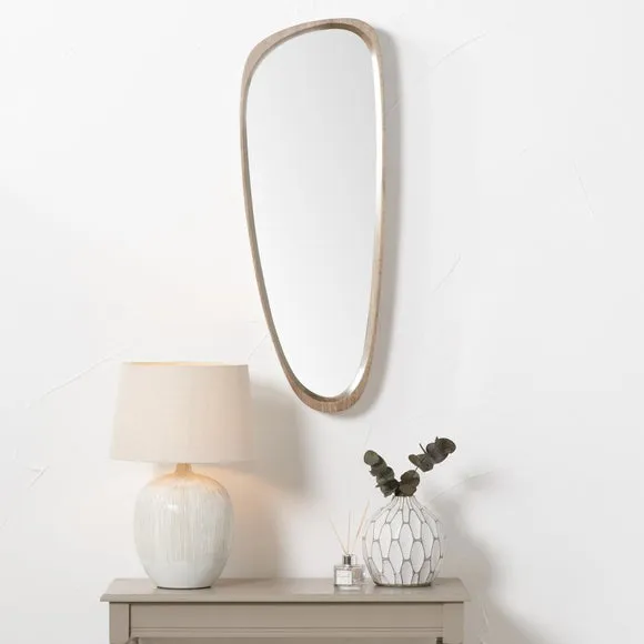 Wood Veneer Teardrop Wall Mirror 1