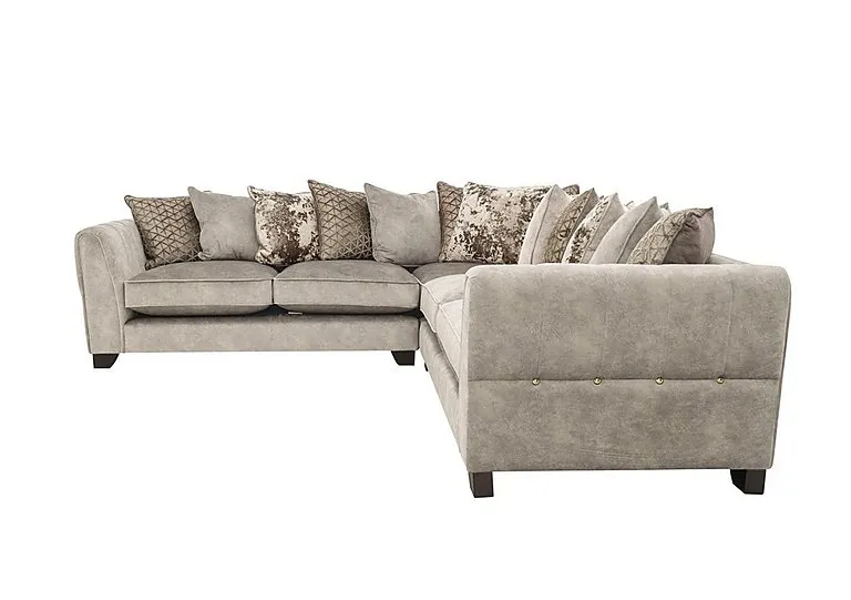 Mariah Large Fabric Scatter Back Corner Sofa with Brass Insert - Dapple Cream with Brass Insert