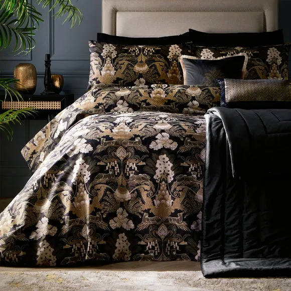 Laurence Llewelyn-Bowen Suburban Jungle 100% Cotton Duvet Cover & Pillowcase Set Black 1
