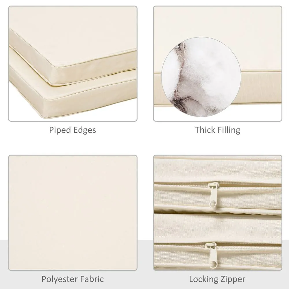 OUTSUNNY 45 x 45cm Replacement Garden Seat Cushion Pad with Ties in Cream 4