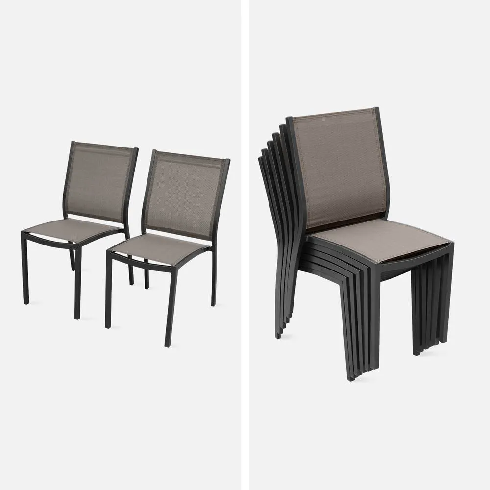 sweeek 6-seater Extendable Aluminium Garden Table Set With Chairs in Grey 4