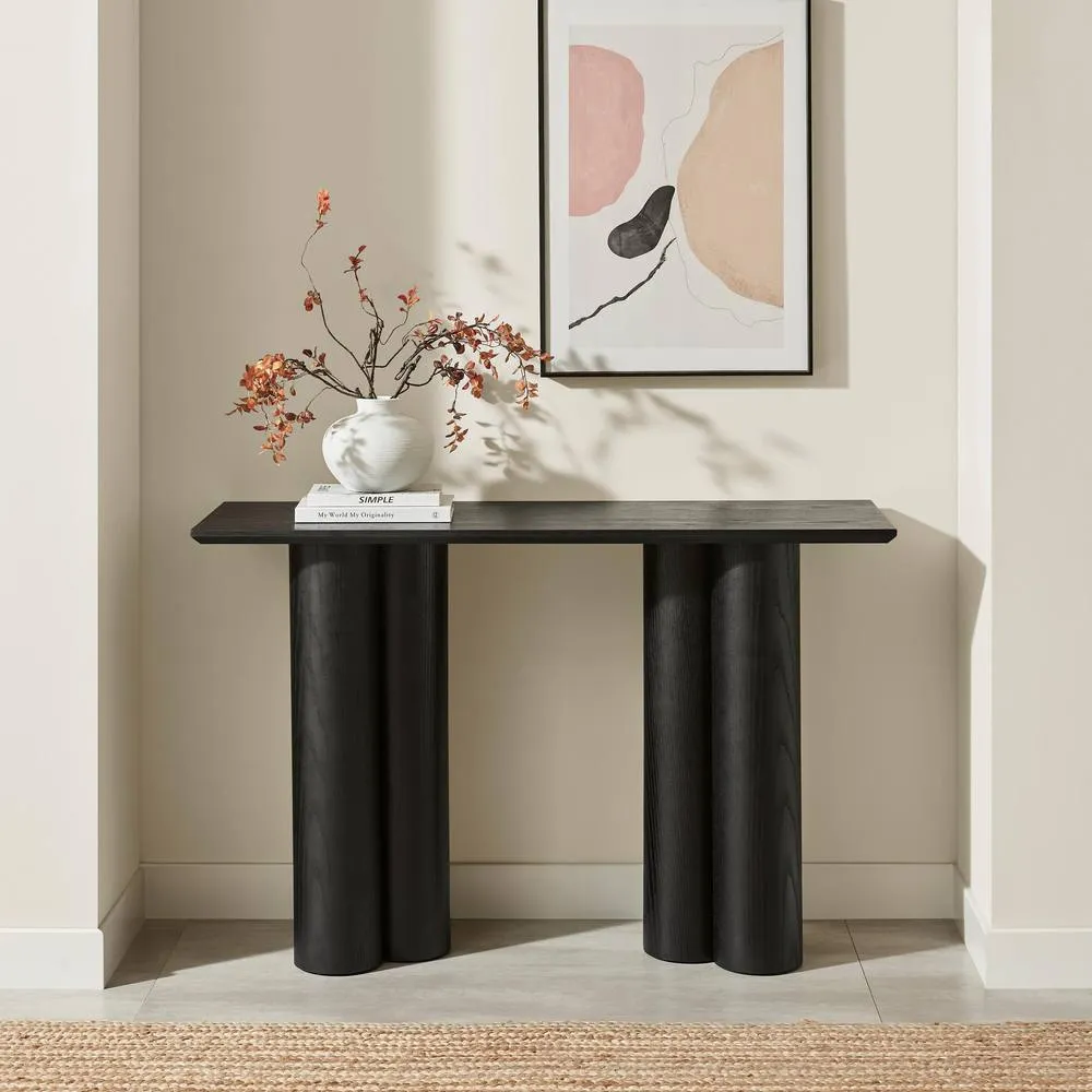 FurnitureboxUK Sutton Black Veneer Wood Console Table 2
