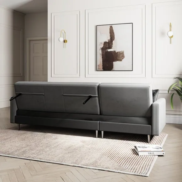 Kendall Quilted Velvet Clic Clac Storage Corner Sofa Bed 3