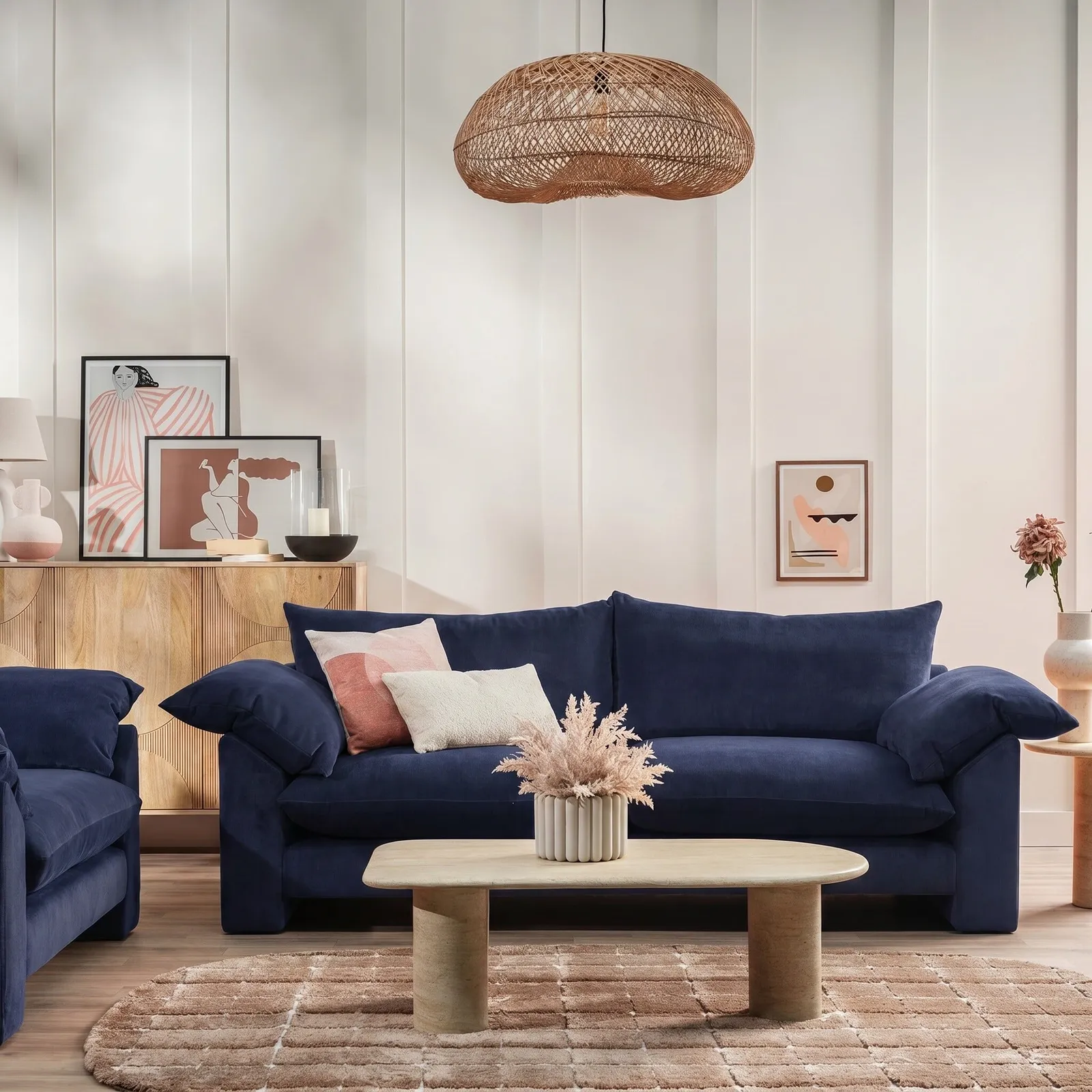 Hoxton Extra Large Sofa, Navy Fabric | Barker & Stonehouse 3