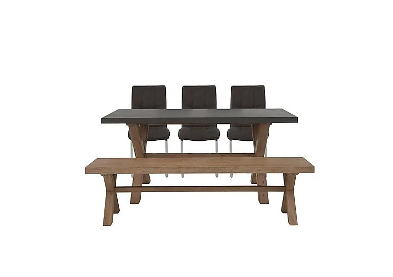 Fusion Small Table, 3 Chairs and Dining Bench Set