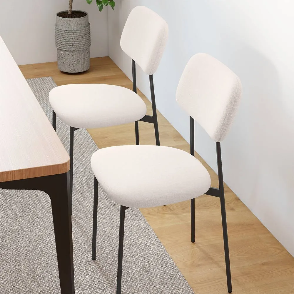 Costway Modern Dining Chair Set of 4 Linen Fabric Upholstered Chairs in Beige 5