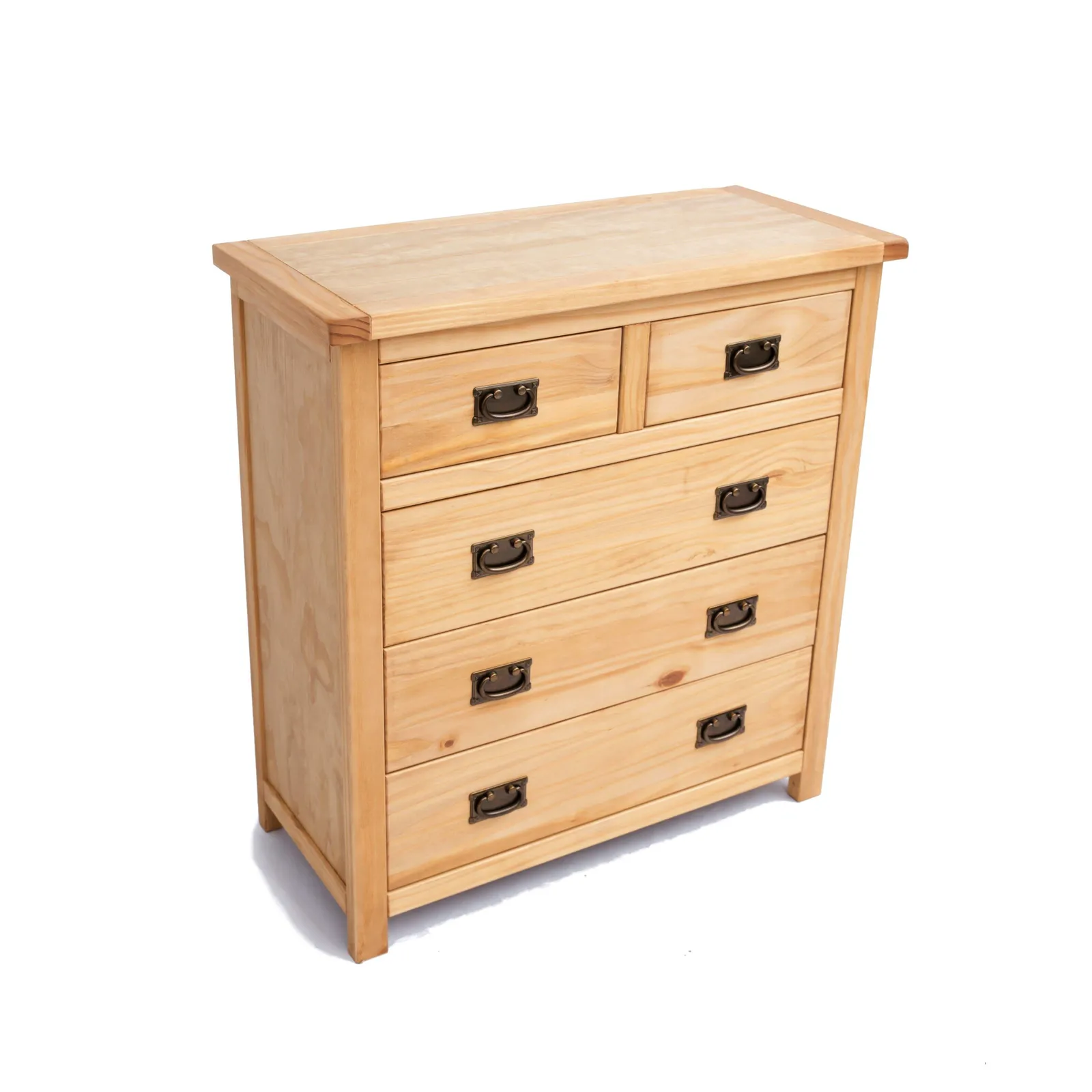 Cabinet Bits Lugo 5 Drawer Chest of Drawers Bras Drop Handle in Light Brown 3