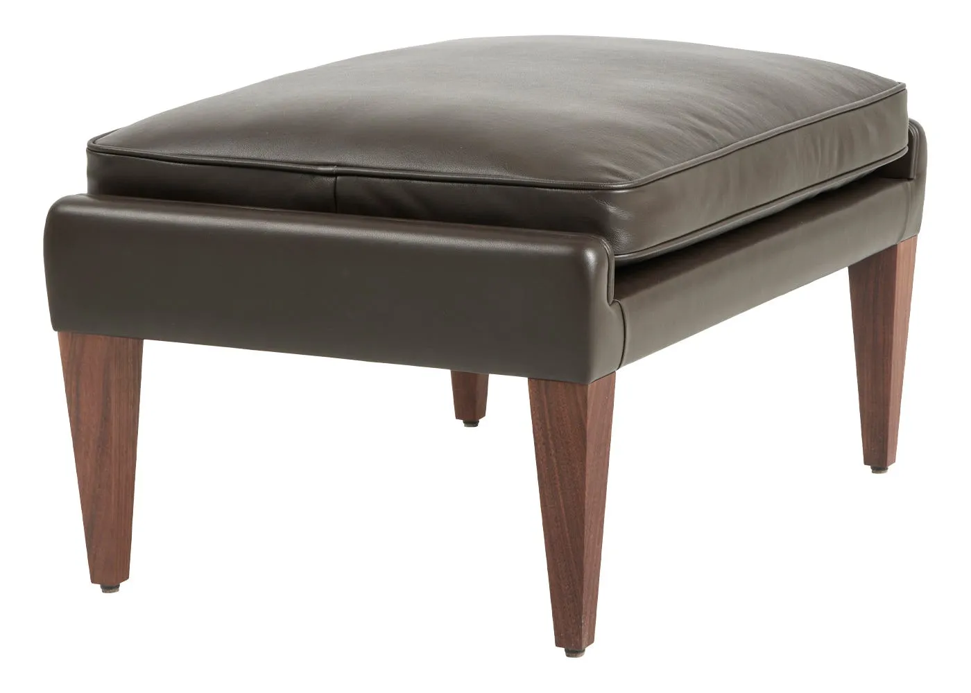 Gubi V11 Ottoman in Smooth Leather Coffee and American Walnut