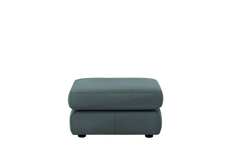 Avon Leather Storage Footstool - Cambridge Petrol Blue