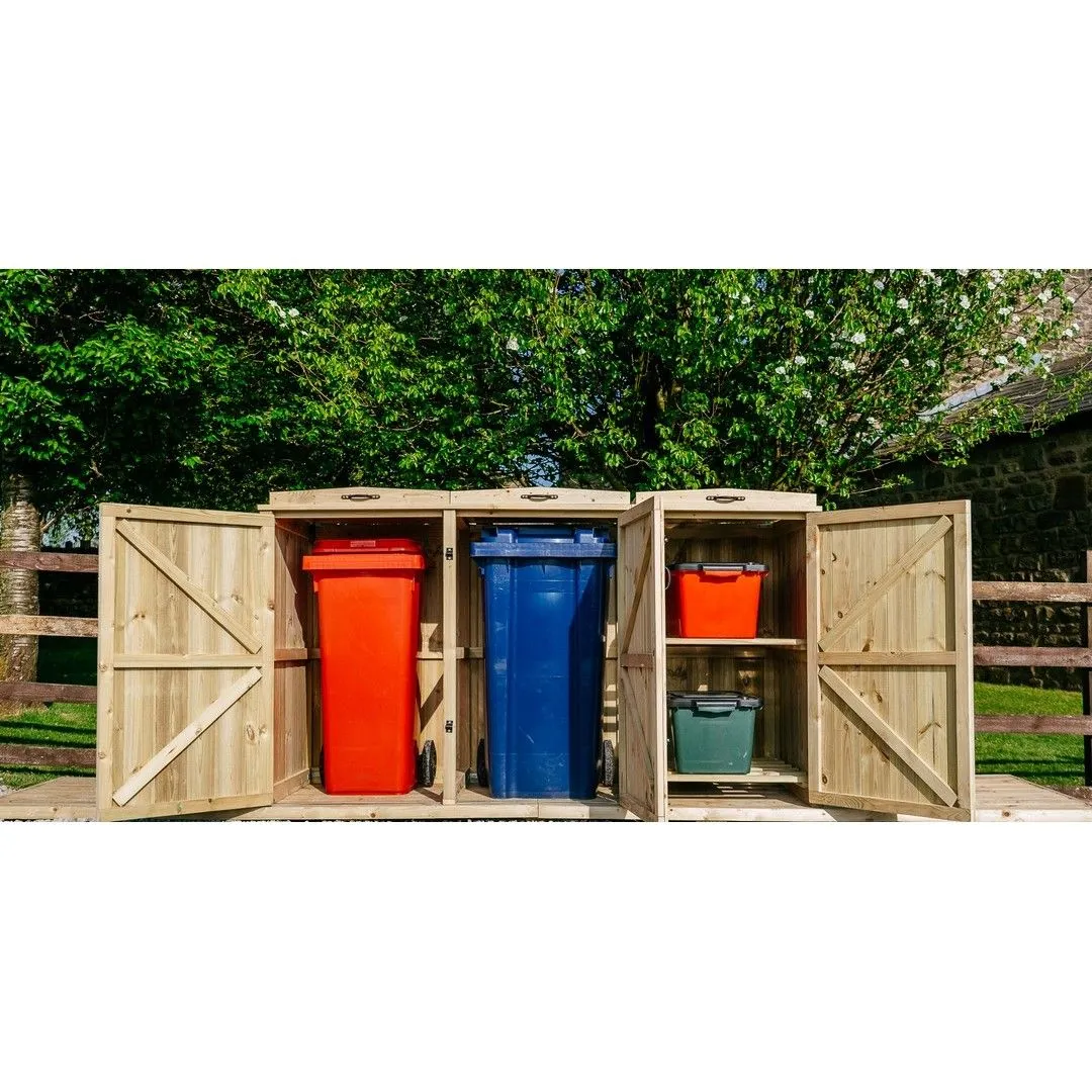 Buttercup Farm Chatburn Bin Store, Fits 2x 180L/240L Wheelie Bins & 2x Boxes in Brown