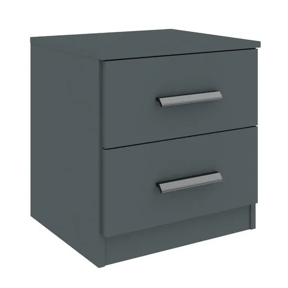 Norland 2 Drawer Bedside Table, Graphite Grey 2