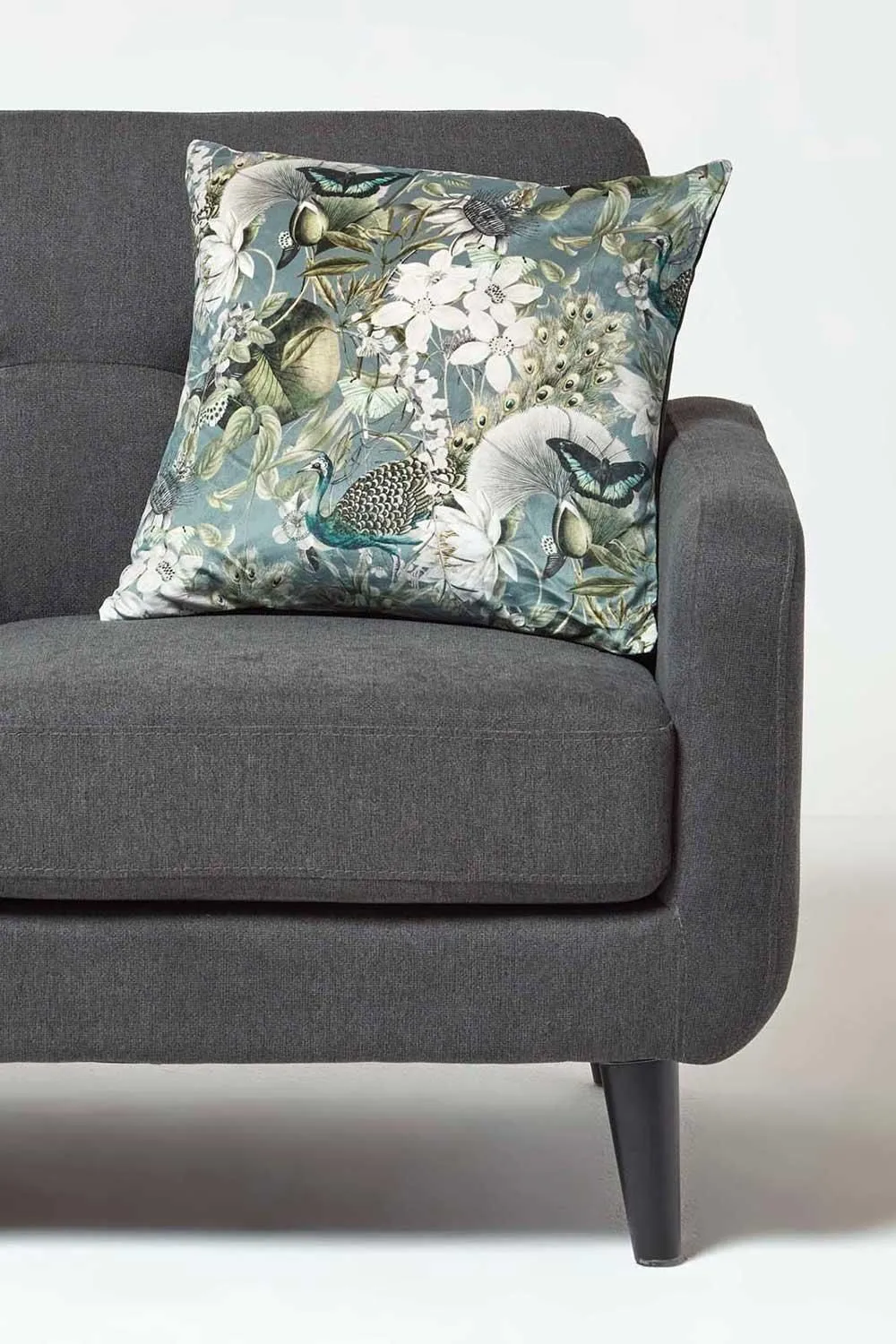 Homescapes Floral Butterfly Garden Grey Cushion 46 x 46 cm 3