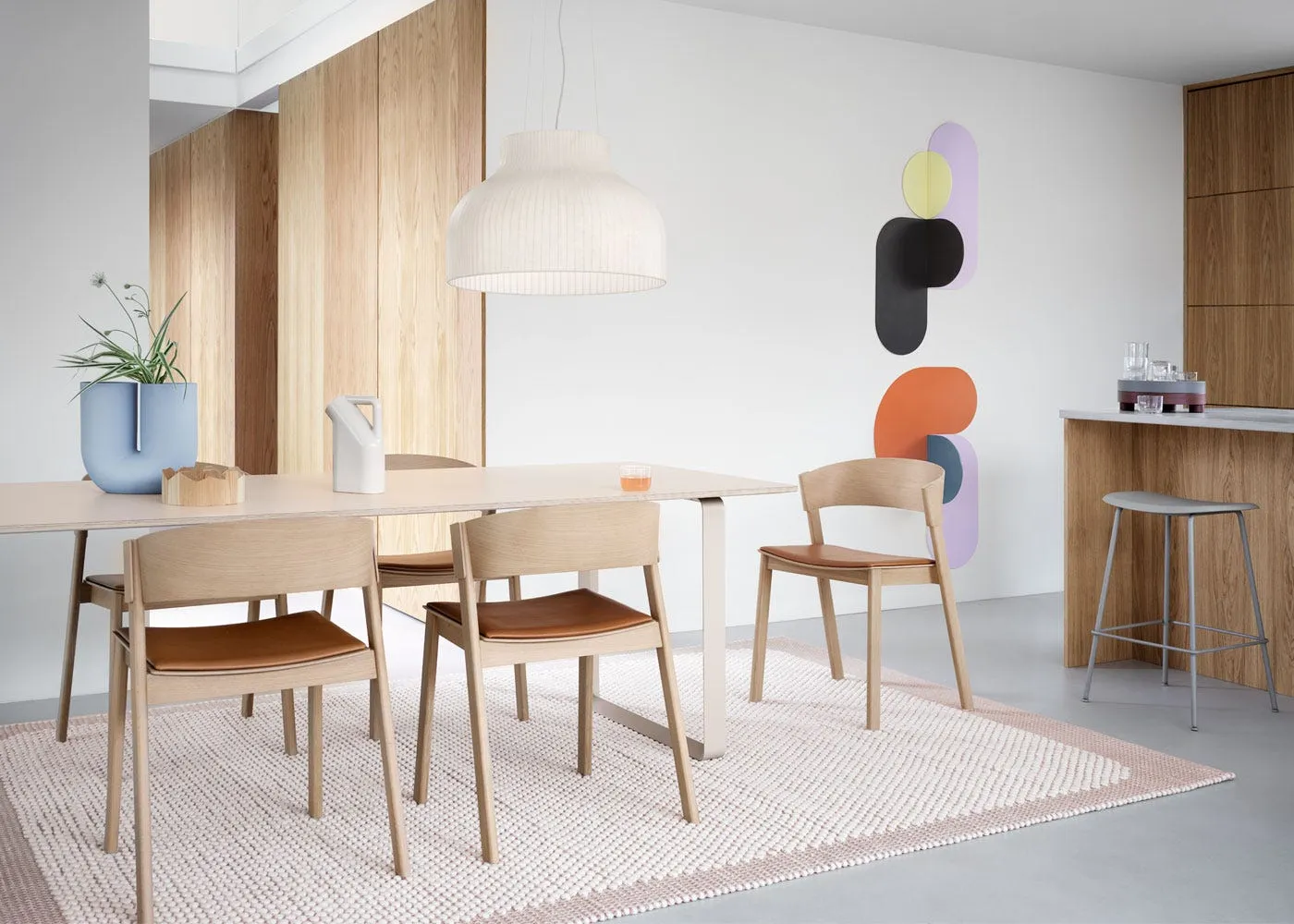 Muuto Cover Side Chair Oak with Cognac Leather Seat 2