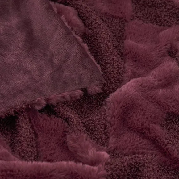 Furn. Cherries Faux Fur Boucle Throw Blanket 140cm x 180cm 2