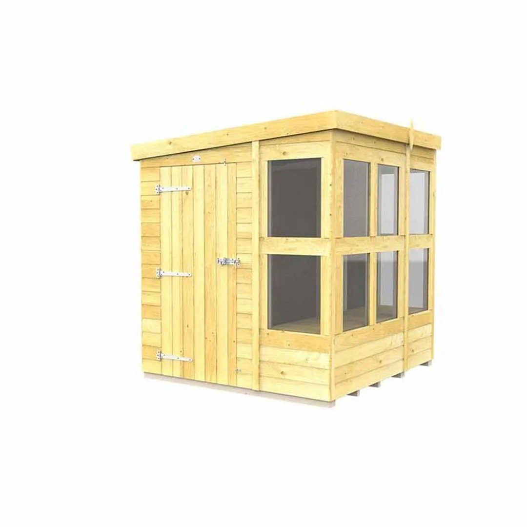Buttercup Farm 6ft x 6ft Pent Potting Shed - Wood - L178 x W185 x H201 cm in Brown